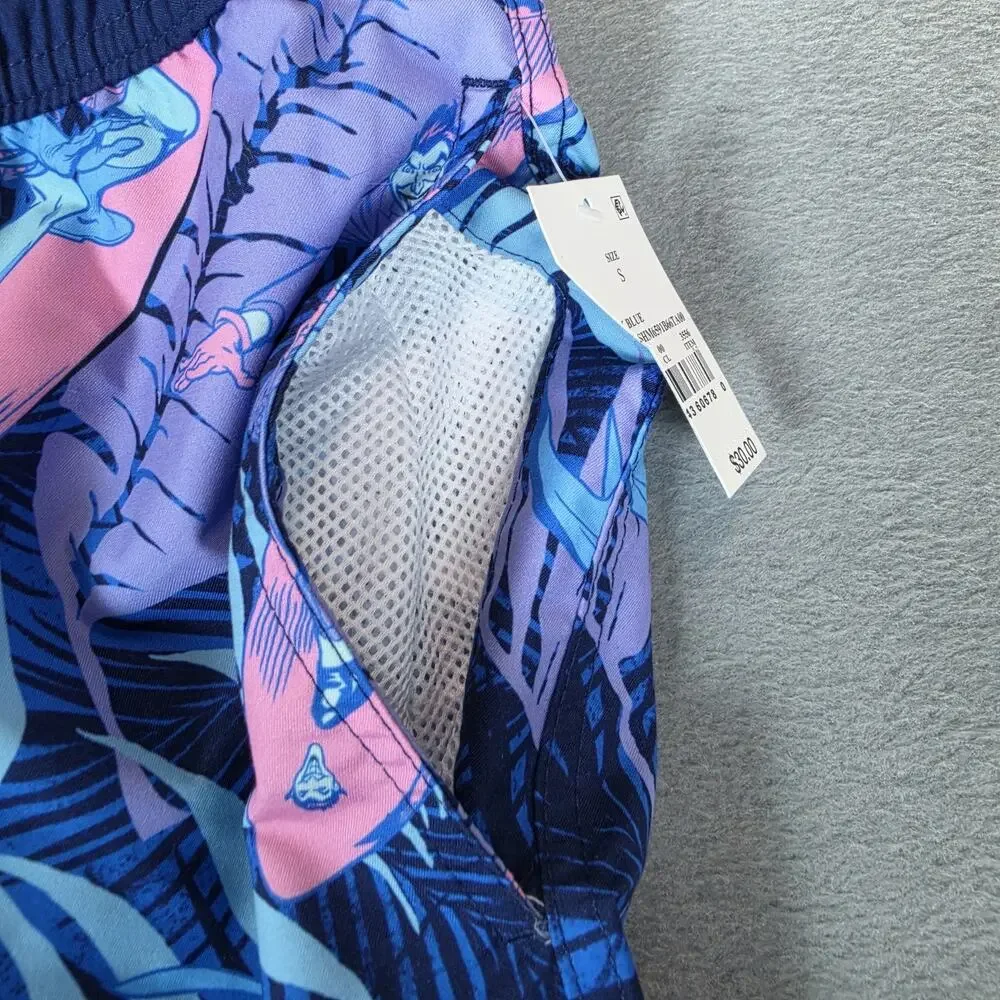 Batman Joker Surfing Swim Trunks Men's Size Small Blue Pink Board Shorts NWT